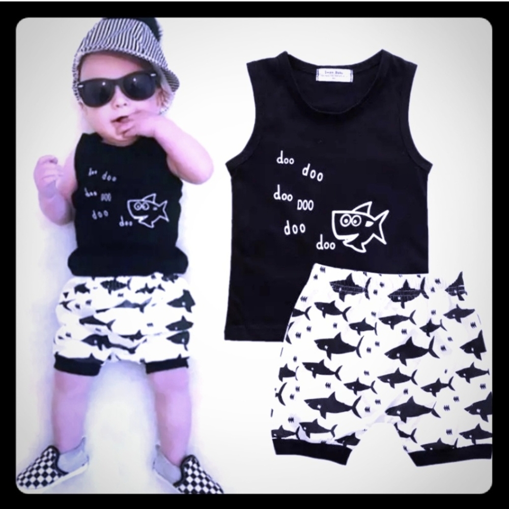Baby Shark Tank and Shorts Outfit - 18 Months
